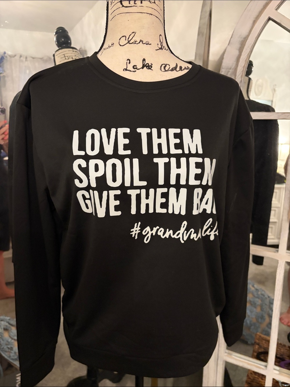 Black Long-Sleeve Tee with White 'Love Them' Graphic